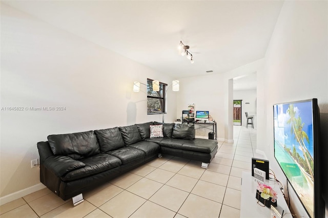 view of tiled living room