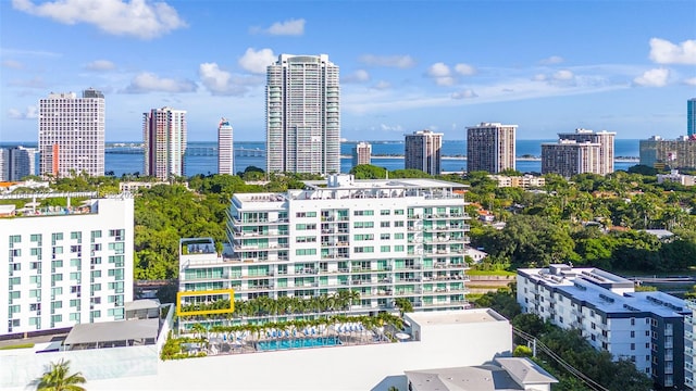 property's view of city featuring a water view