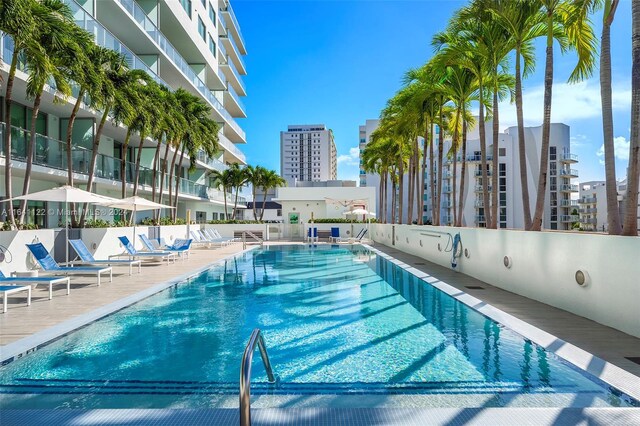 1600 SW 1st Ave Unit 614, Miami, FL 33129 - community pool with a patio, a view of city, and fence