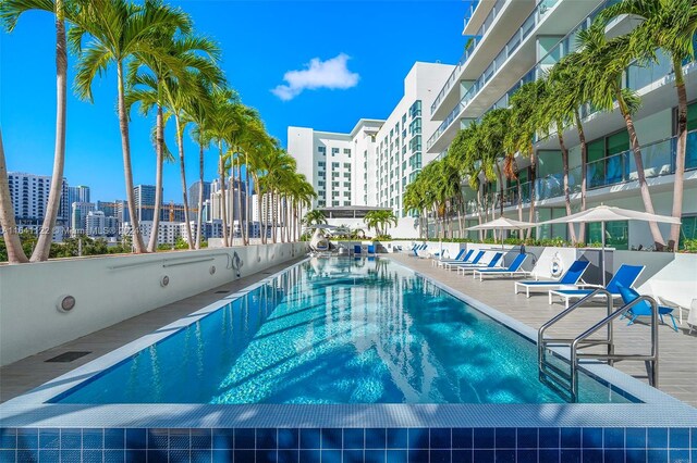 1600 SW 1st Ave Unit 614, Miami, FL 33129 - pool with a city view and a patio area