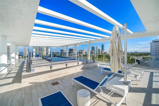 1600 SW 1st Ave Unit 614, Miami, FL 33129 - view of patio / terrace with a pergola and a city view