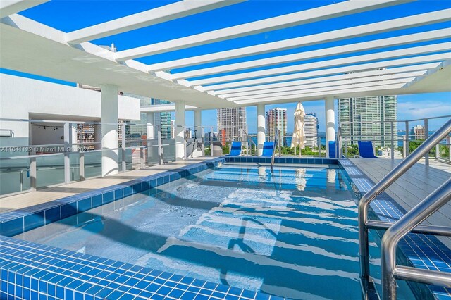 1600 SW 1st Ave Unit 614, Miami, FL 33129 - community pool with a pergola and a view of city