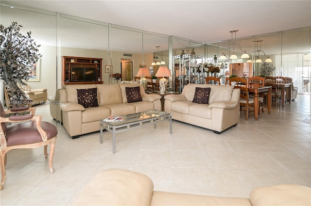 view of tiled living room