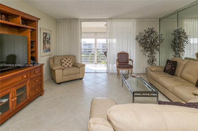 view of tiled living room