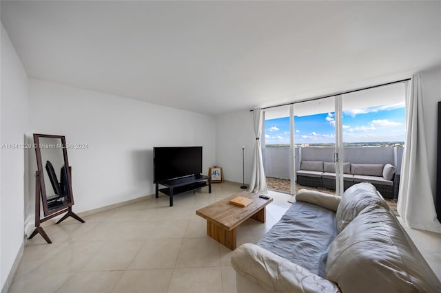 view of tiled living room