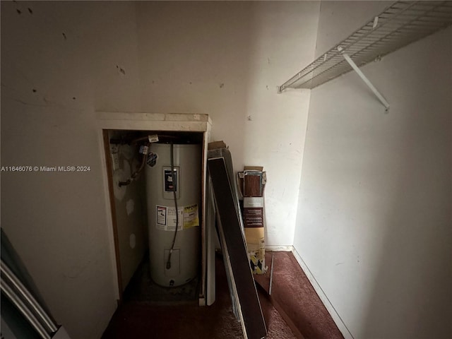 utility room with electric water heater