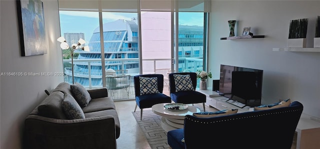 living area featuring expansive windows