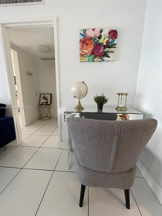 interior space featuring light tile patterned floors