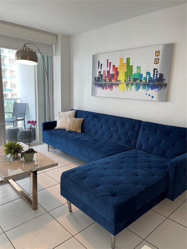 view of tiled living room