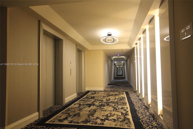 corridor featuring elevator