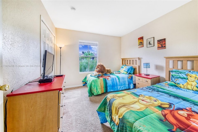 bedroom featuring carpet floors and a closet