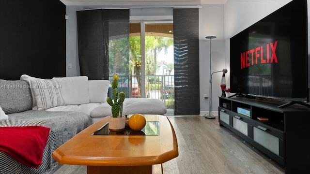 living room with wood-type flooring