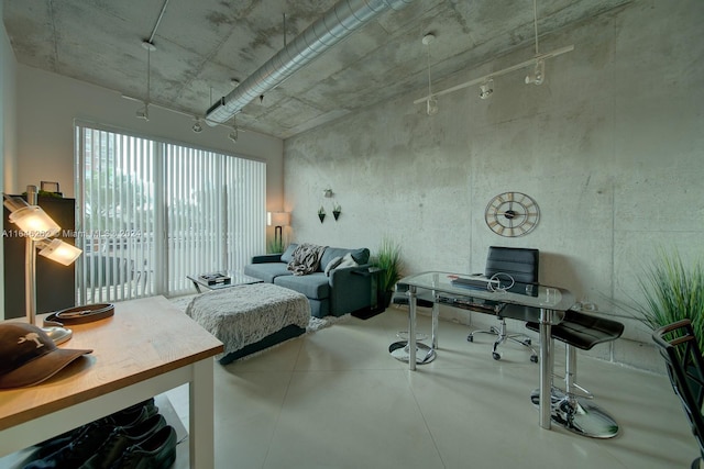 bedroom with concrete flooring