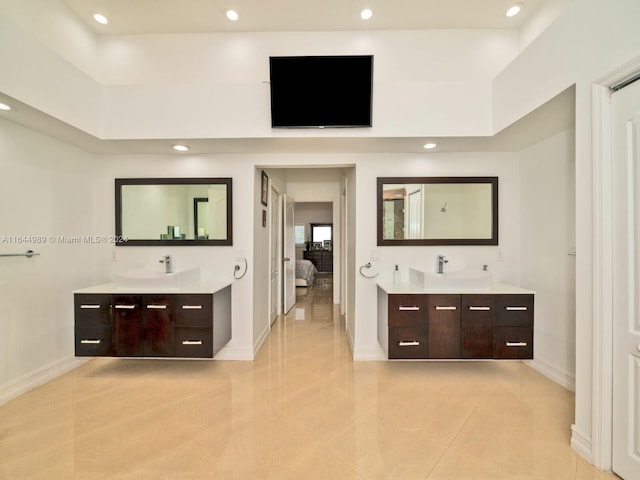 175 SW 132nd Ave, Miami, FL 33184 - ensuite bathroom featuring tile patterned flooring, baseboards, two vanities, and recessed lighting
