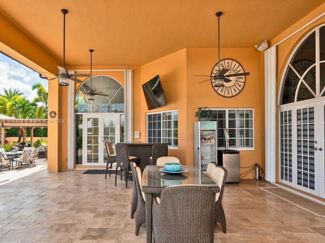 175 SW 132nd Ave, Miami, FL 33184 - view of patio / terrace featuring outdoor dining area, french doors, and ceiling fan