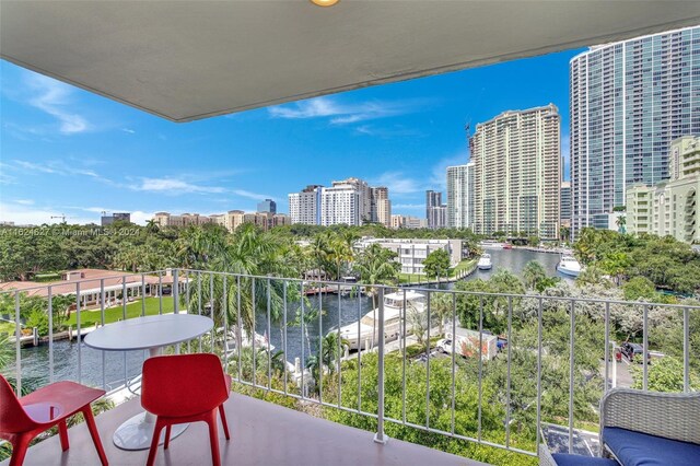 balcony with a water view