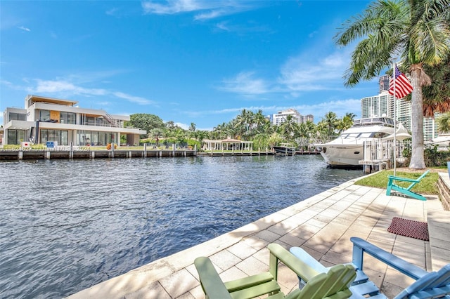 view of dock featuring a water view