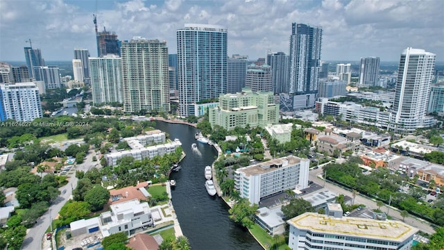 view of city with a water view