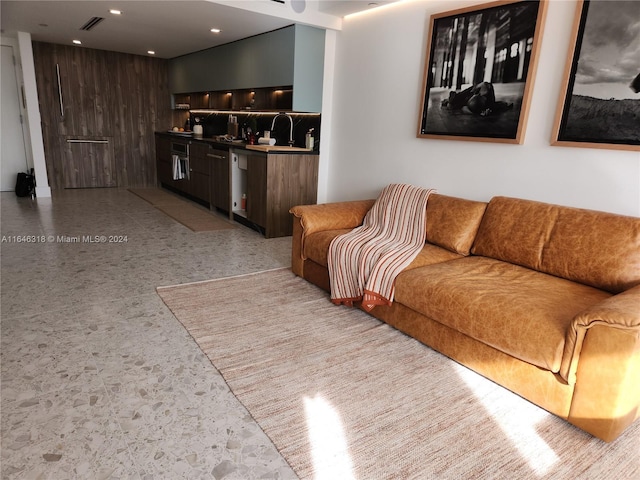 living room with wet bar