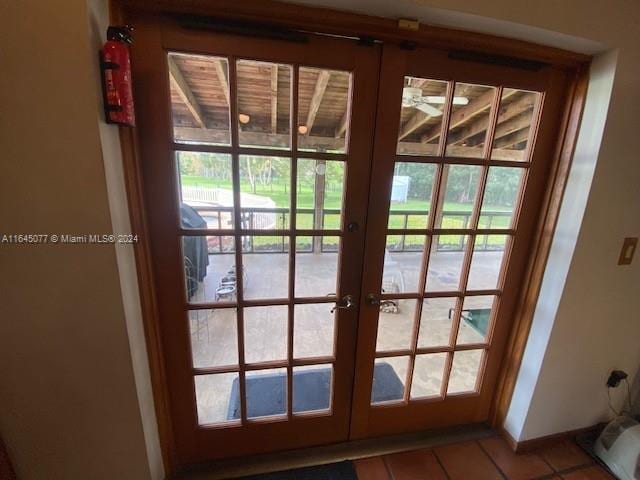 doorway to outside with french doors