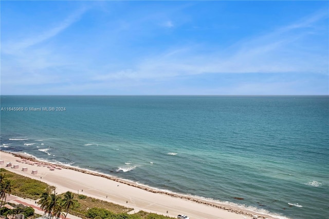 view of water feature with a view of the beach