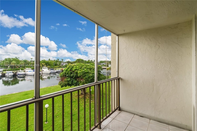 balcony with a water view