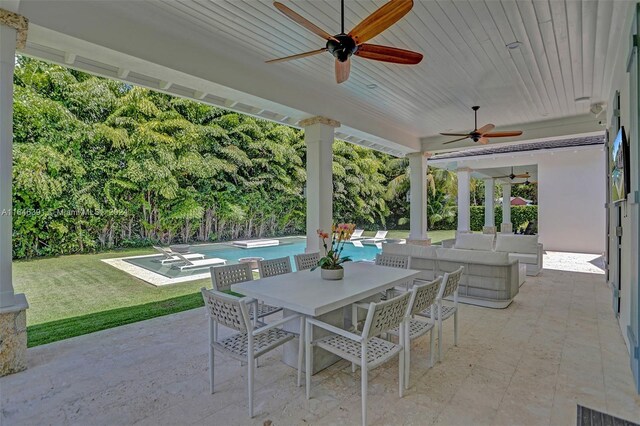 view of patio / terrace with ceiling fan