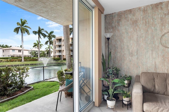 balcony with a water view