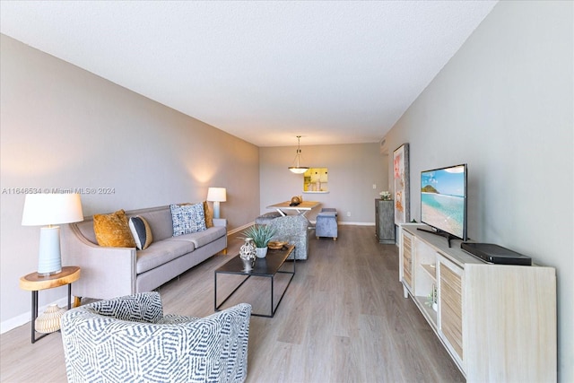 living room with light hardwood / wood-style floors