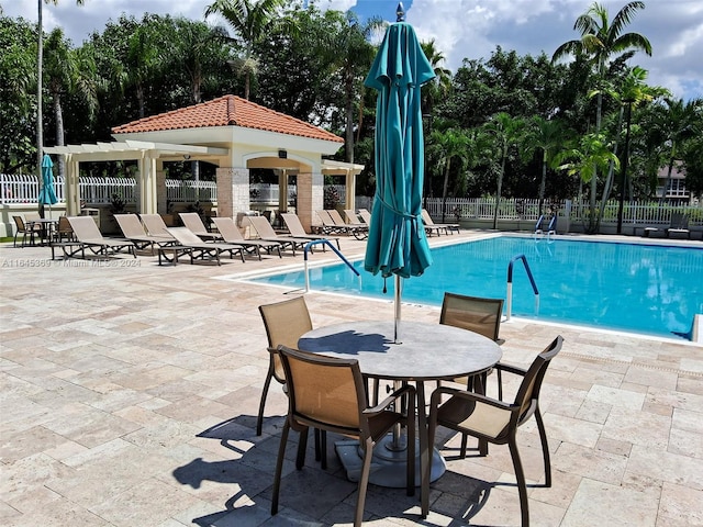 view of pool featuring a patio area