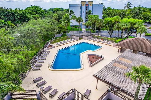 view of pool featuring a patio area