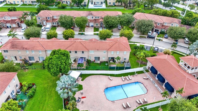 drone / aerial view with a residential view