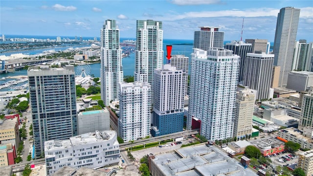 property's view of city with a water view