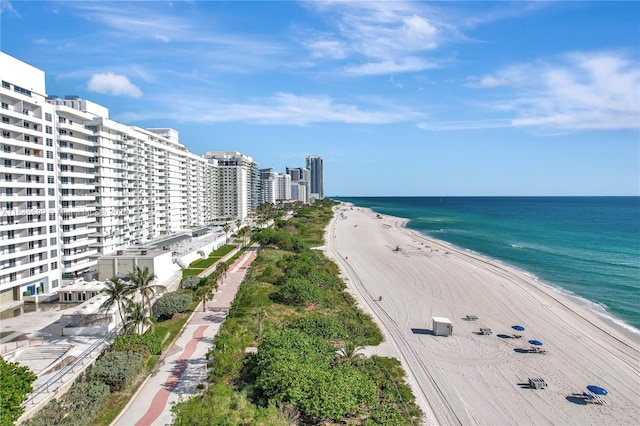 property view of water featuring a view of the beach