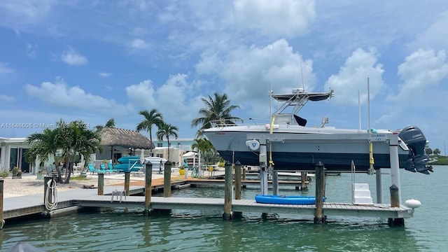 dock area featuring a water view