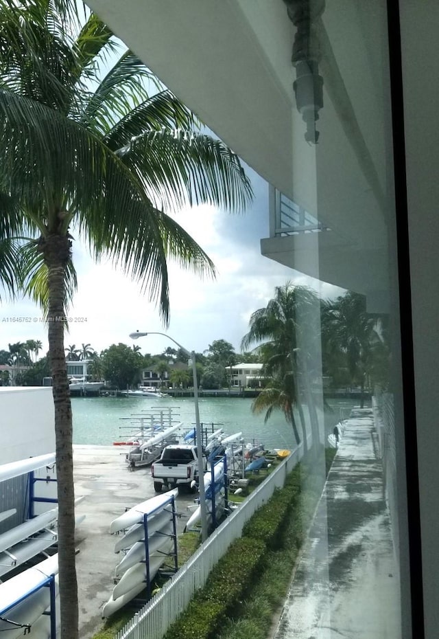 view of dock featuring a water view