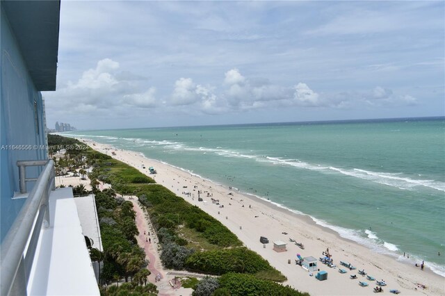 view of water feature with a view of the beach