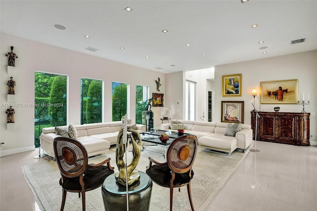 view of tiled living room