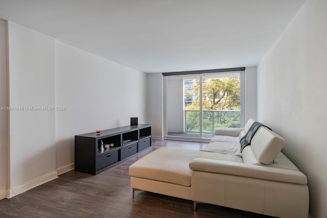 living area featuring dark hardwood / wood-style flooring