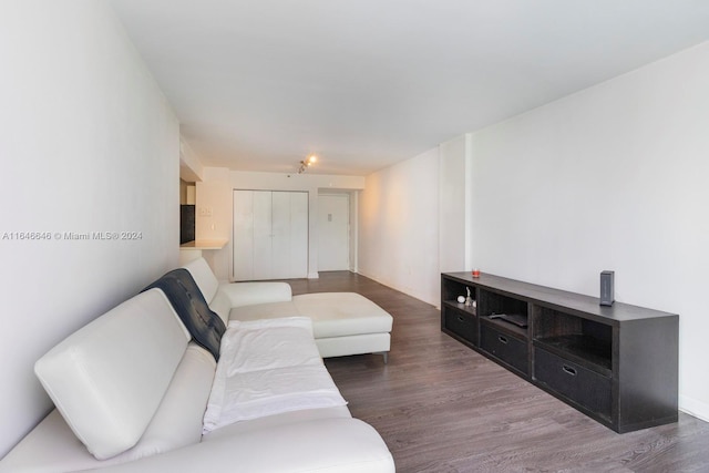 living room with hardwood / wood-style flooring