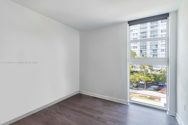 unfurnished room featuring plenty of natural light and dark hardwood / wood-style floors