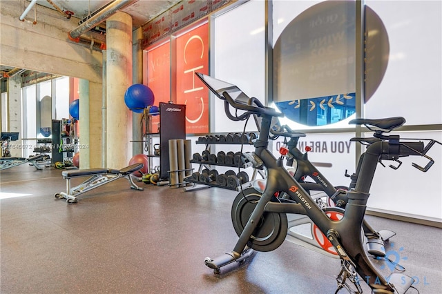 gym with a wealth of natural light