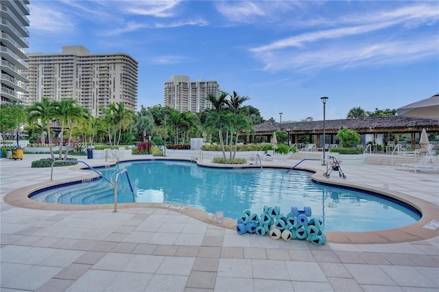 view of pool featuring a patio area