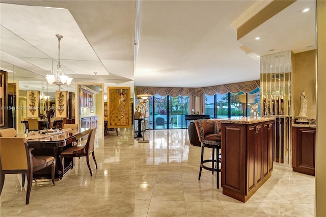 dining area with a chandelier