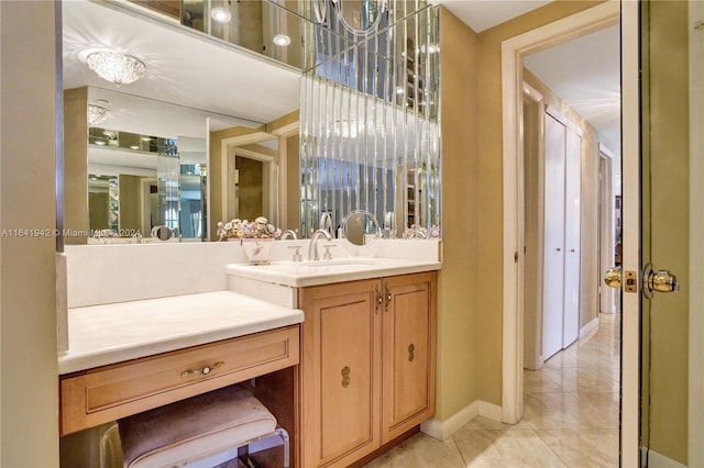 bathroom featuring vanity and tile patterned floors