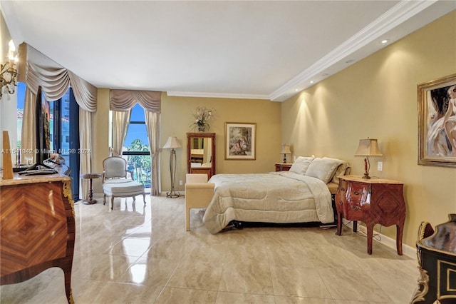 bedroom featuring crown molding