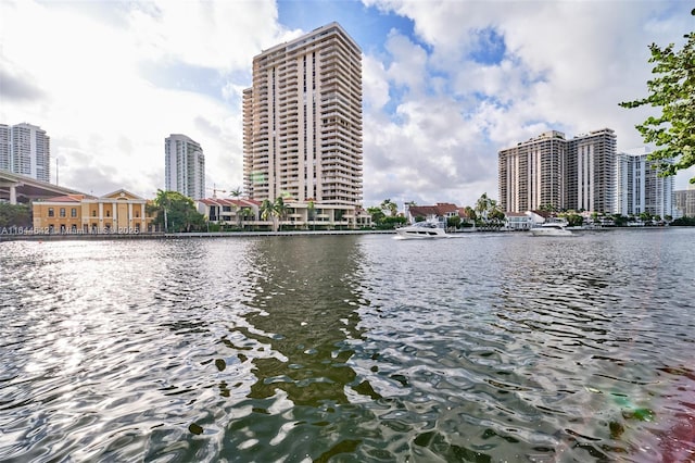 property view of water with a view of city