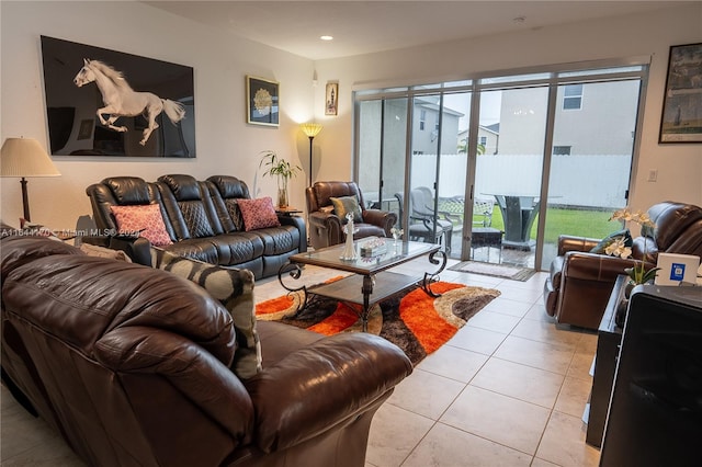 view of tiled living room