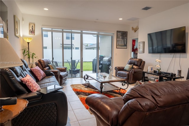 view of tiled living room