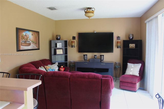 view of tiled living room